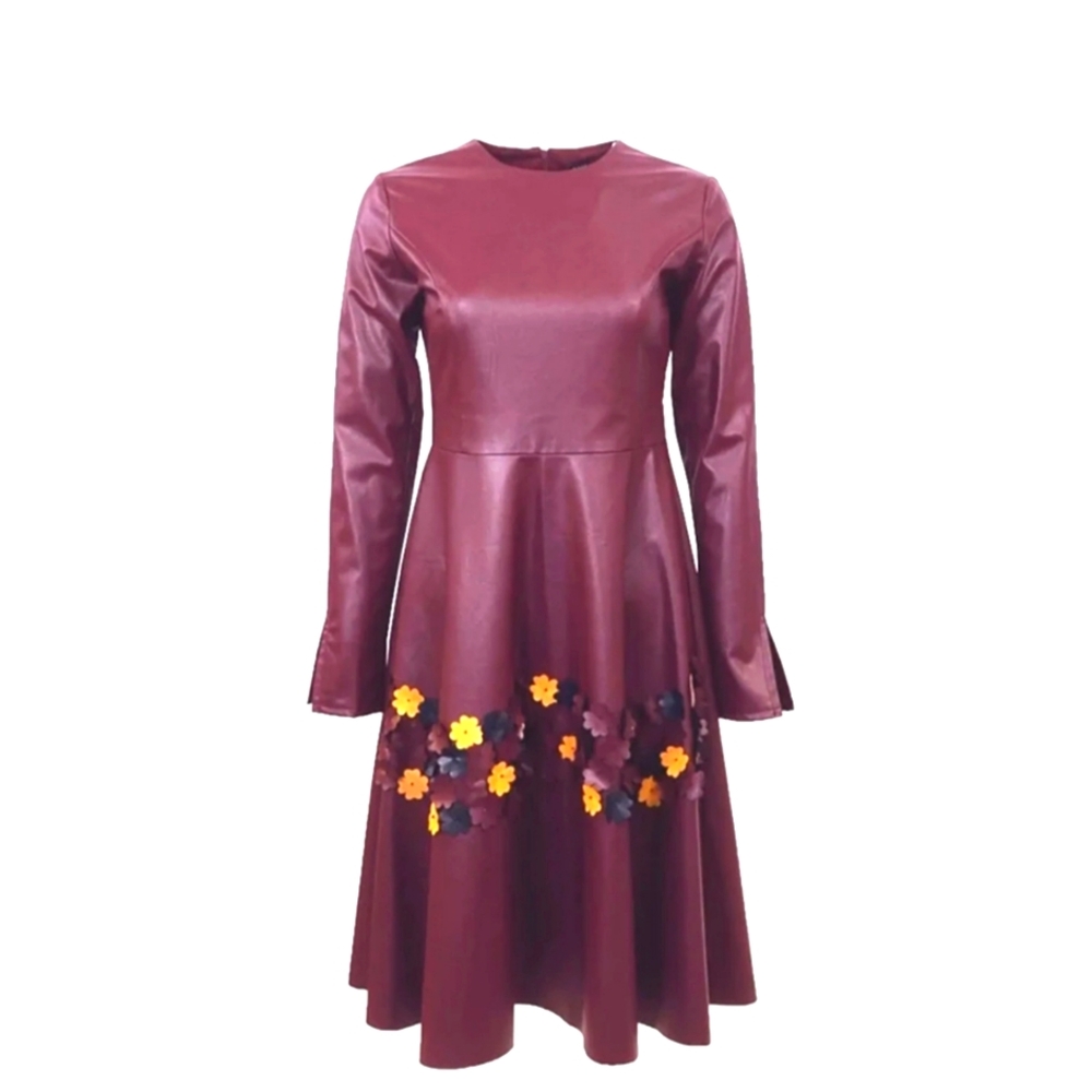 C&M Leather A-Line Applique Dress Size 44 Never Worn